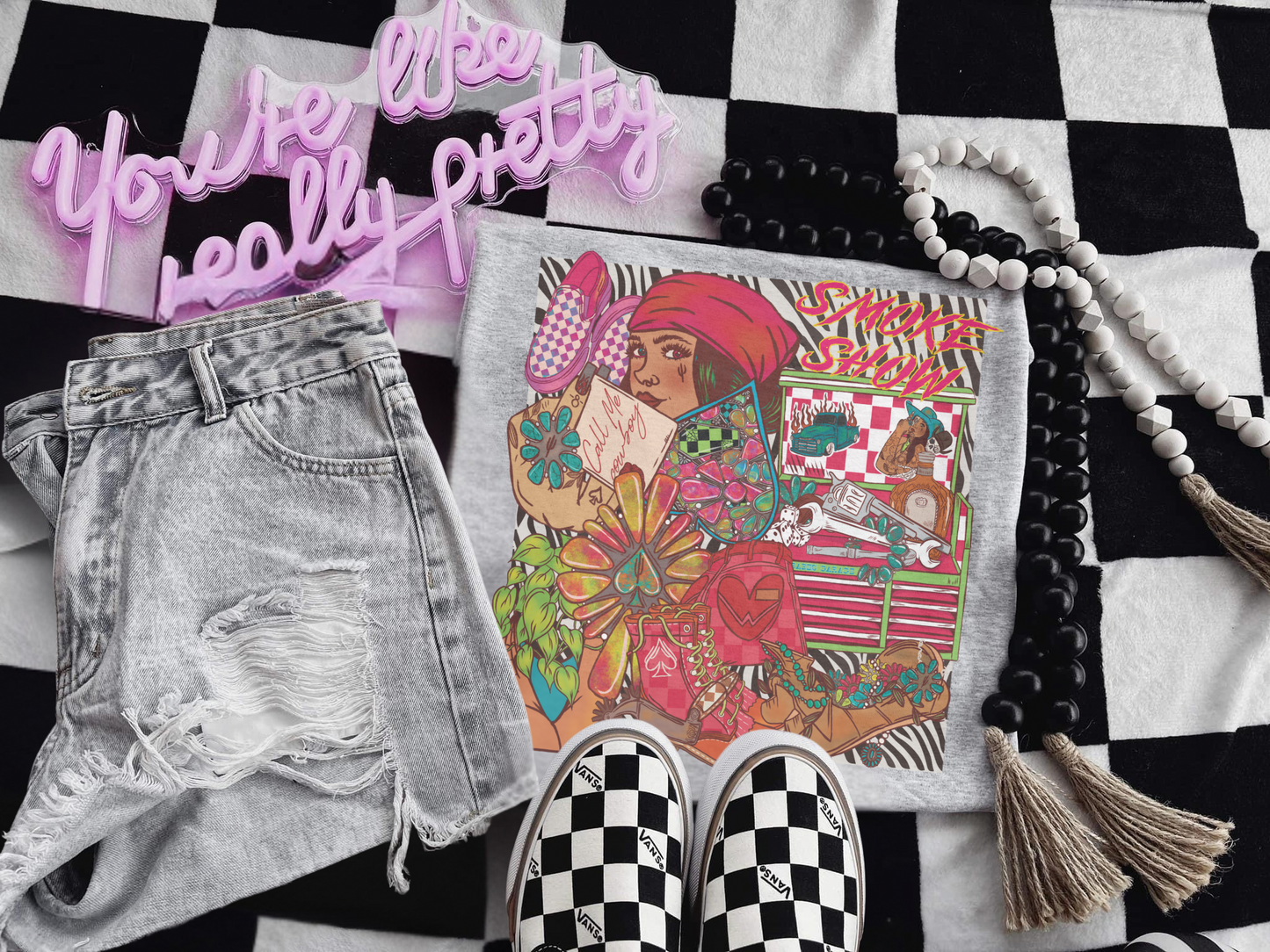 Smokeshow collage sublimation tee