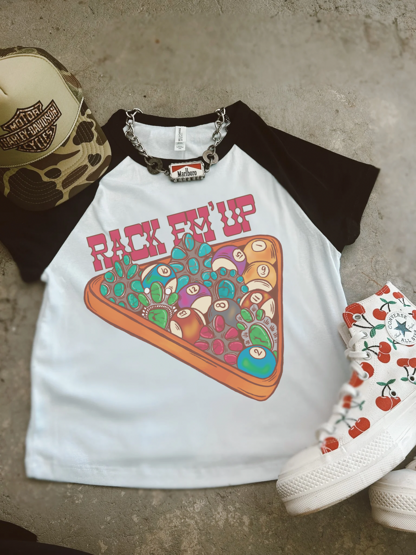 Rack Em Up Raglan baby tee