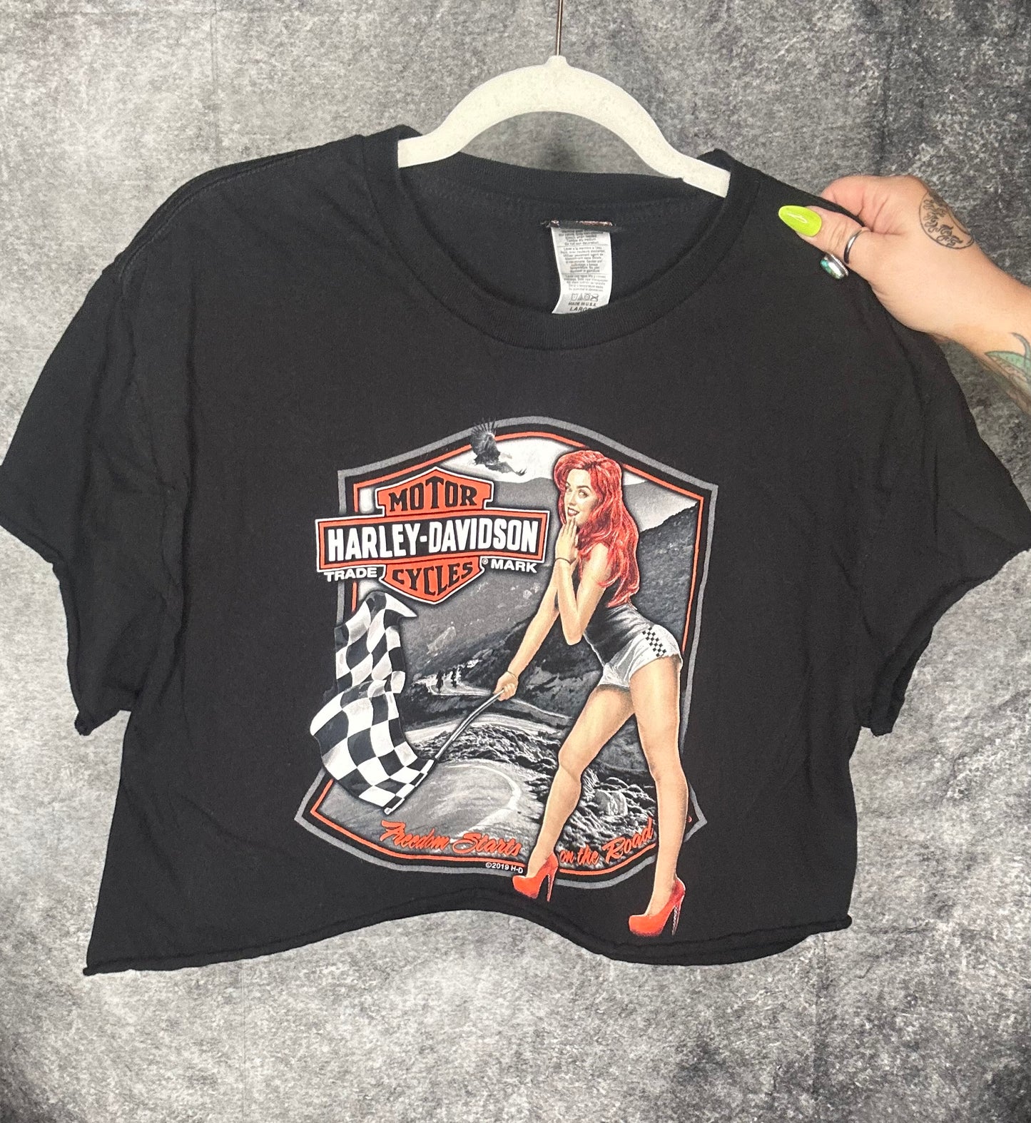 2019 Pinup Harley Crop Tee-size large