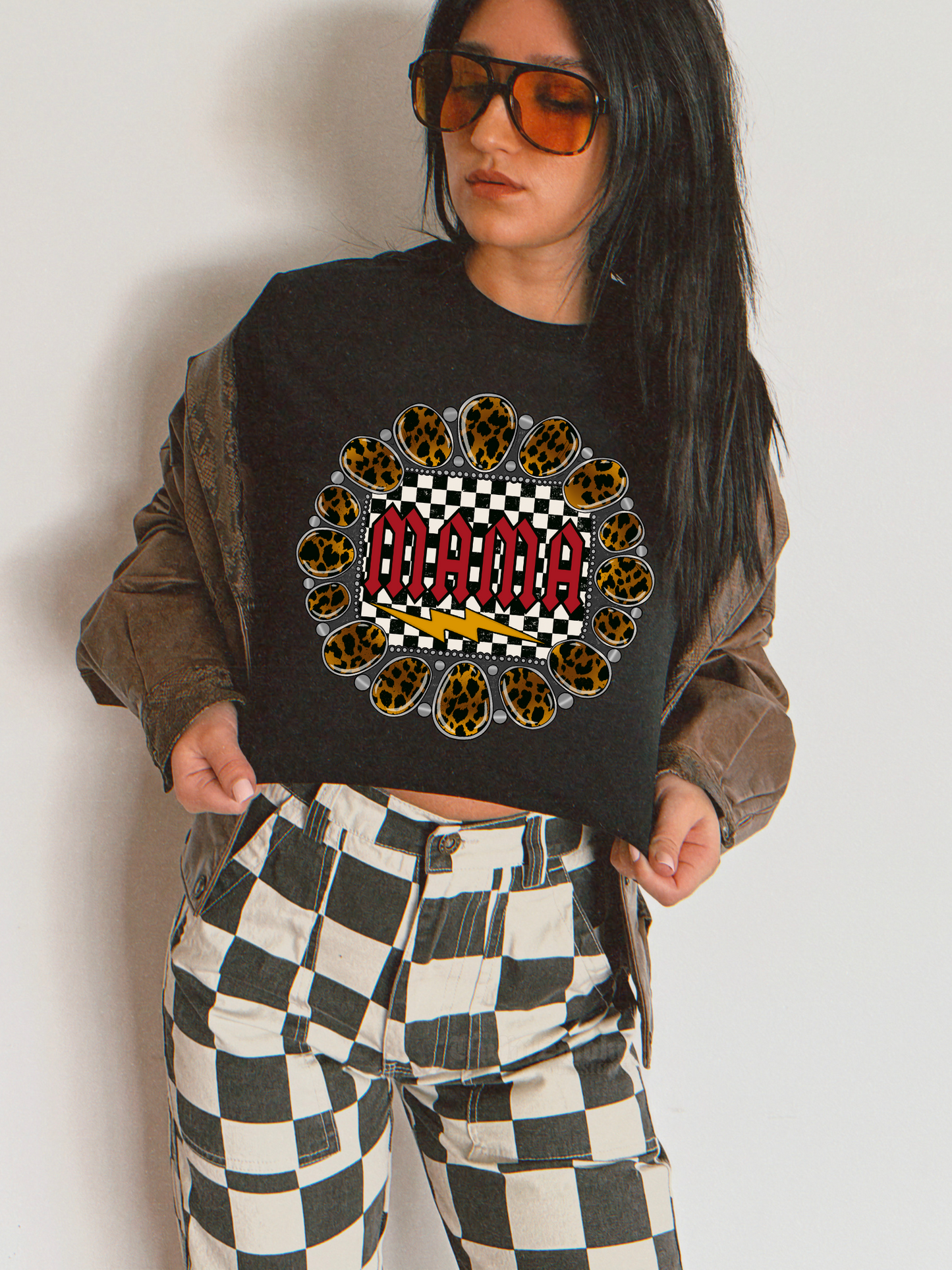 Checkered Mama Tee