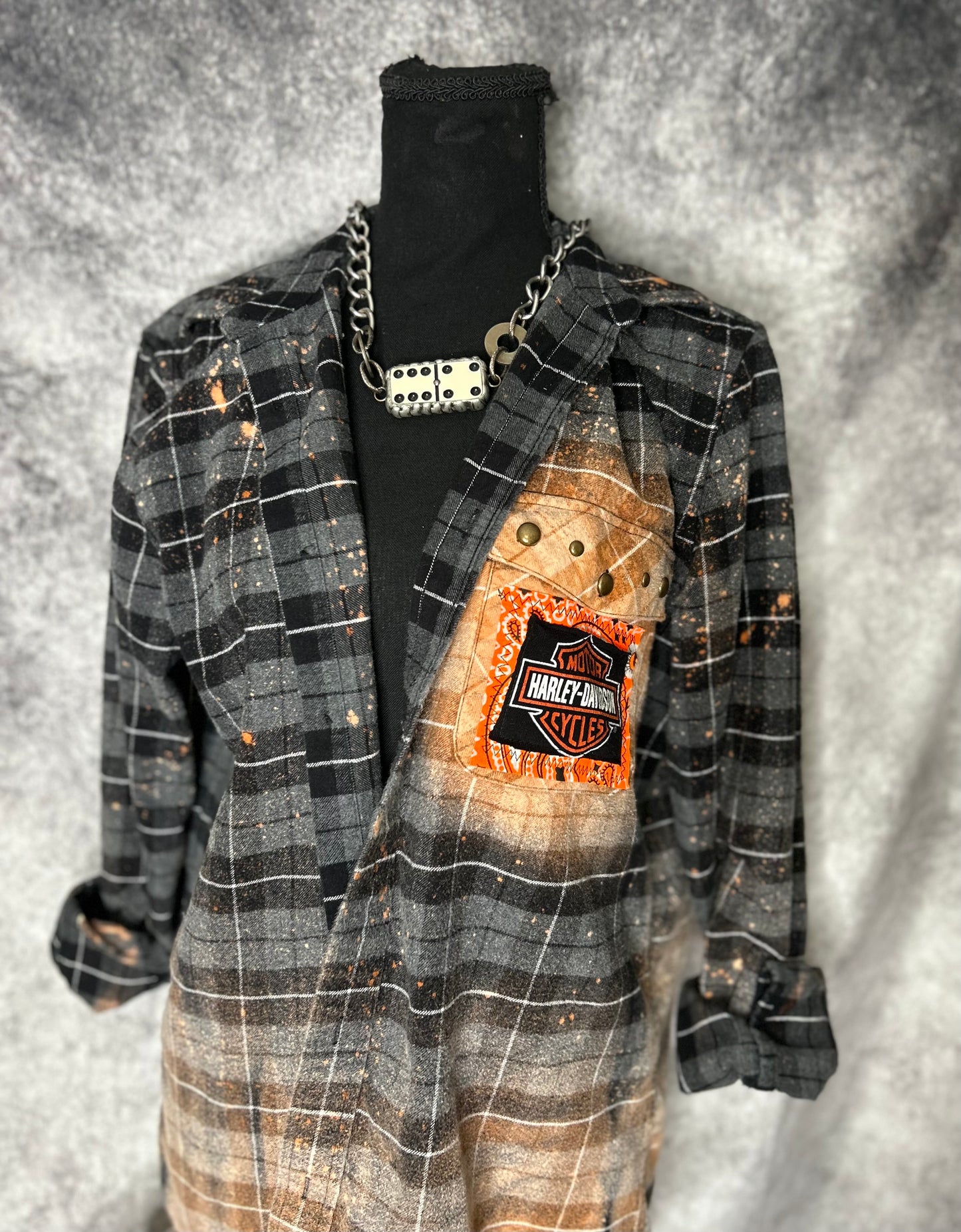 Upcycled Harley Flannel-size S/M