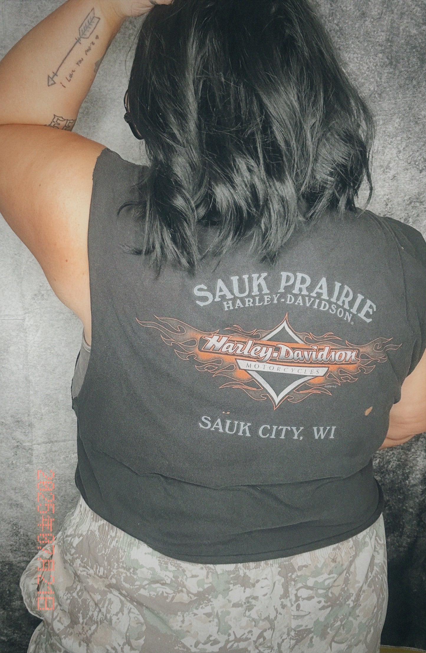 2000 Vintage Pinup Harley Cropped Muscle Tank-size 3x