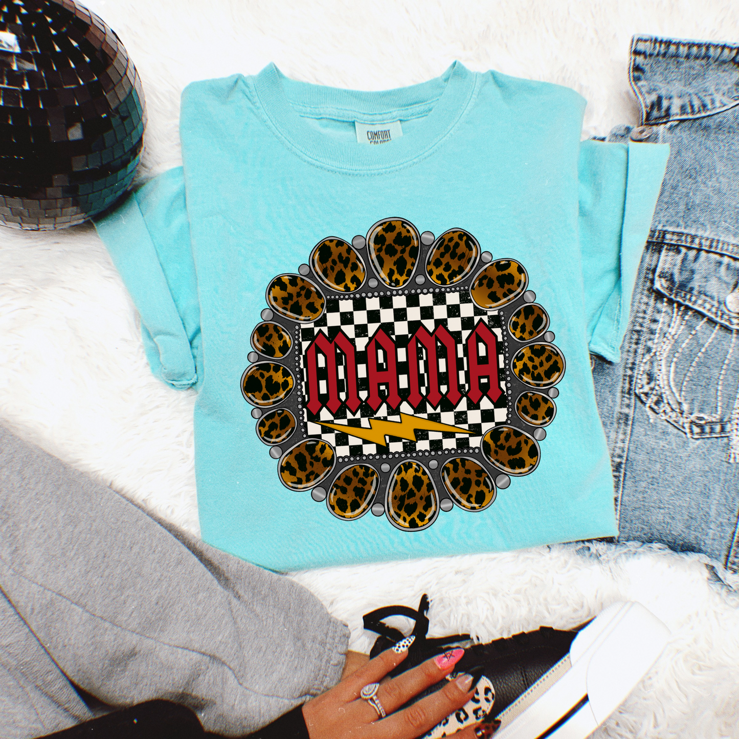 Checkered Mama Tee
