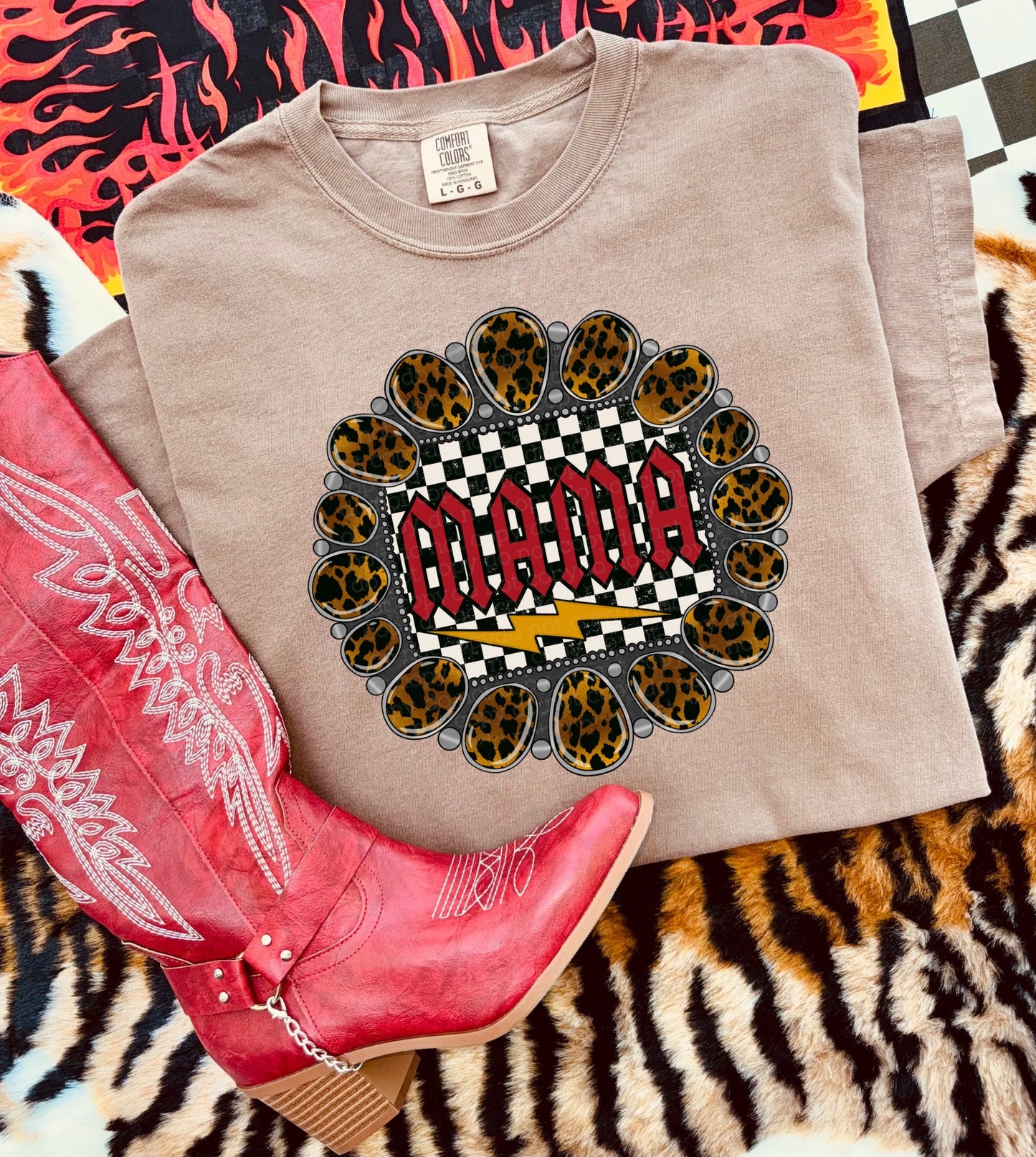 Checkered Mama Tee