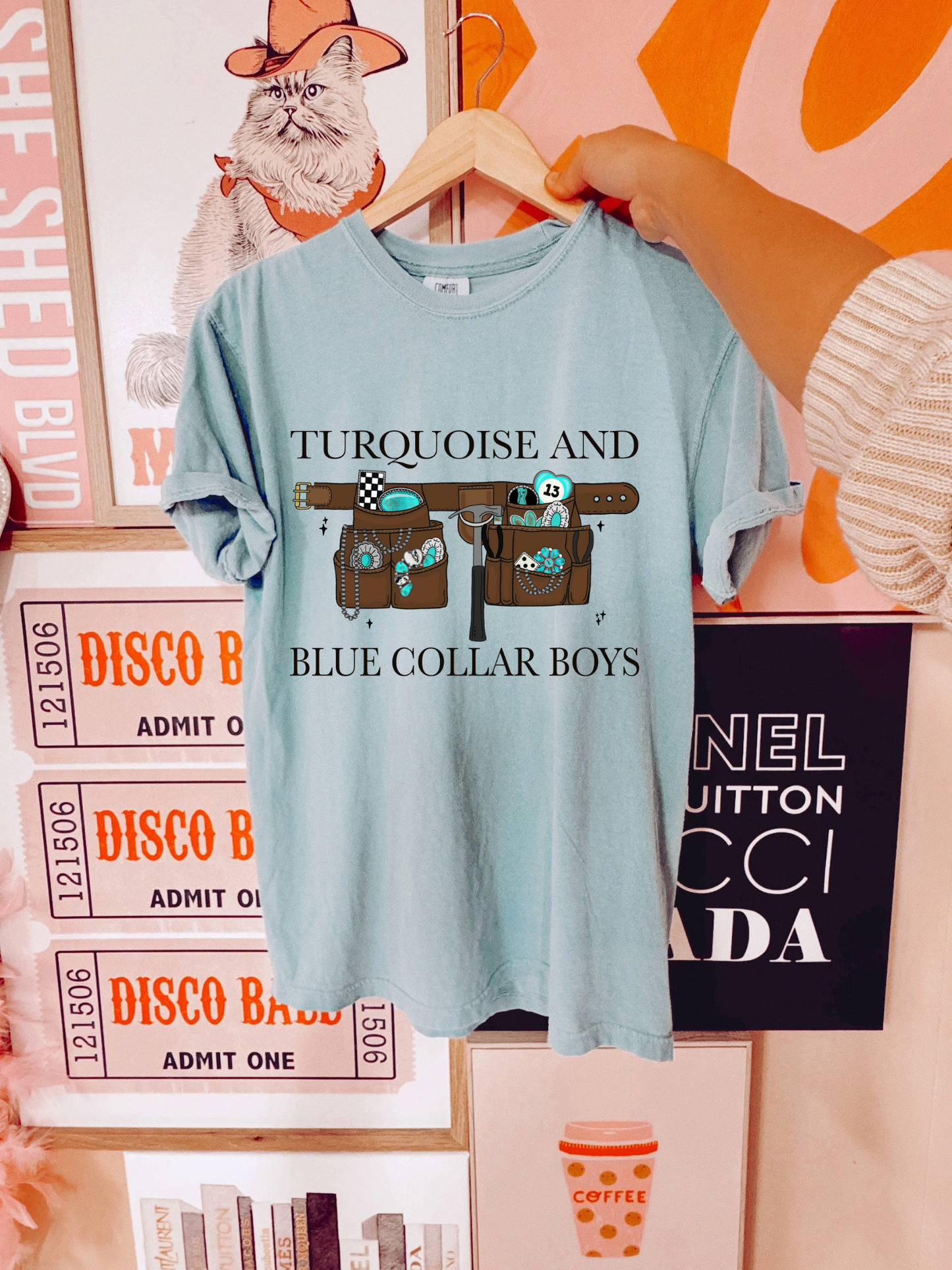 Turquoise and Blue Collar Boys Tee