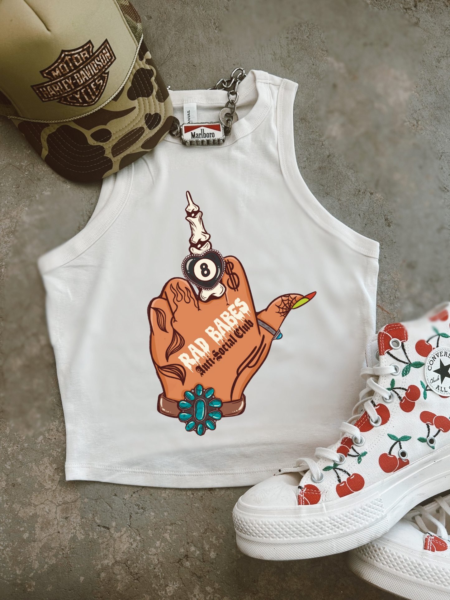 Rad Babes Middle Finger Ribbed Racer Tank