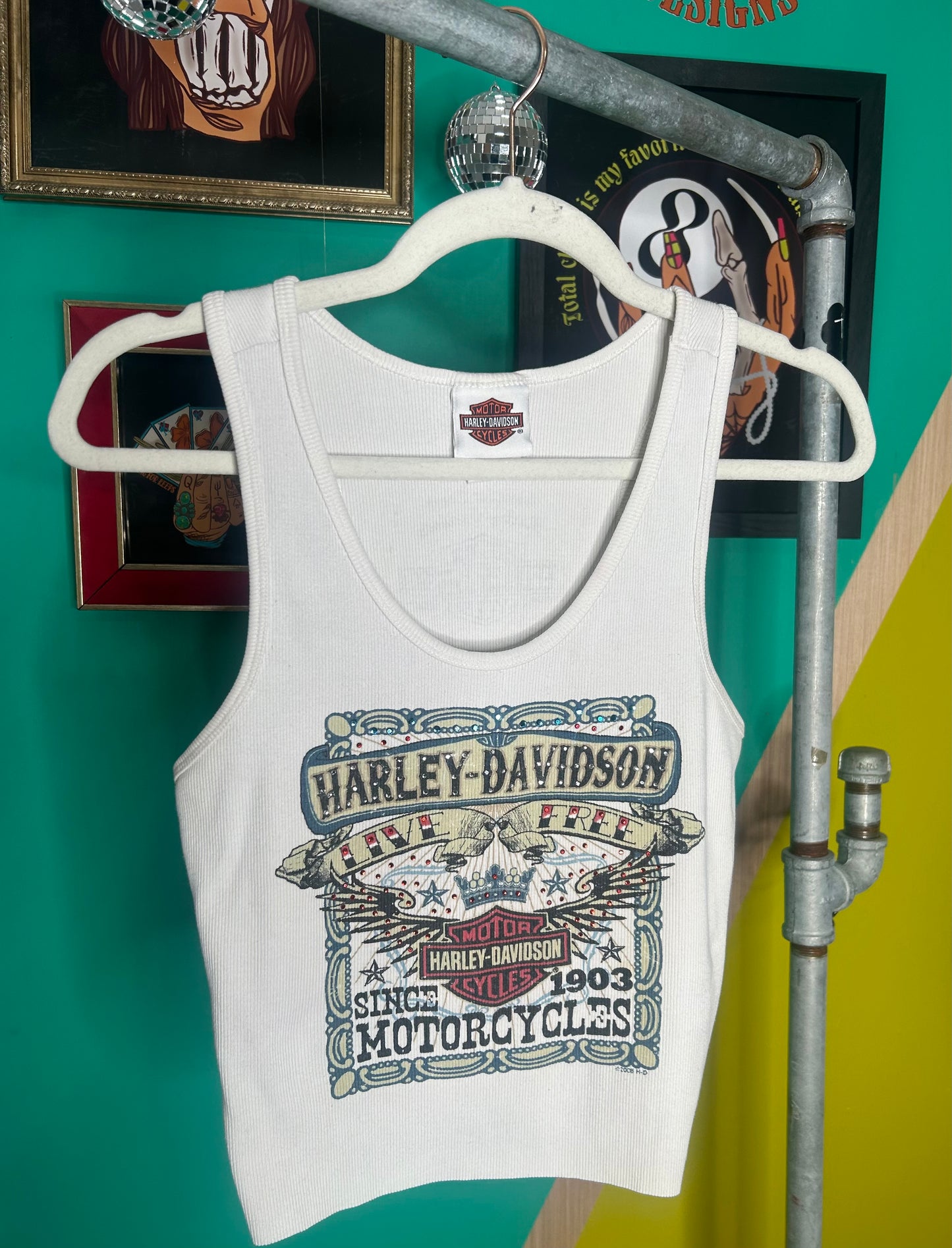 Vintage 2008 cropped Harley tank -size large
