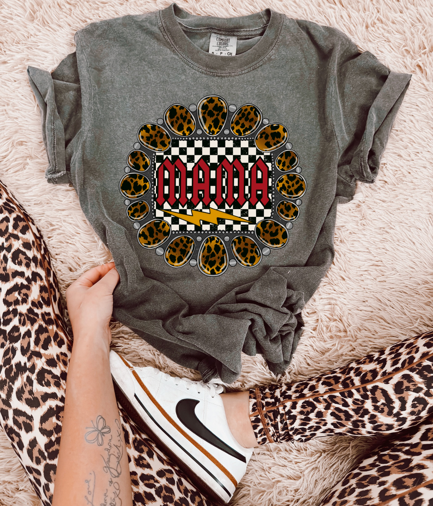 Checkered Mama Tee