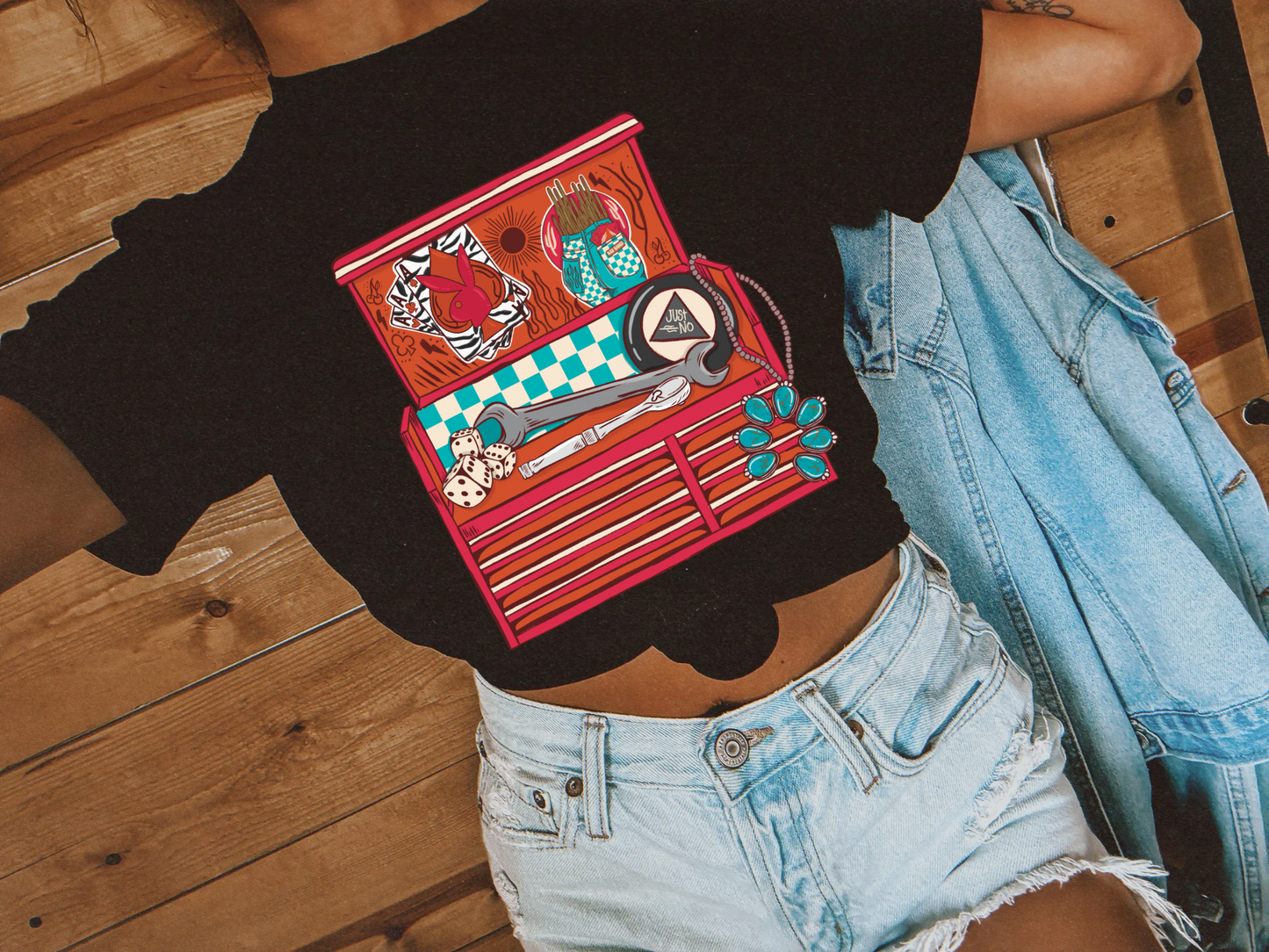 Hot Pink Checkered Toolbox, Sticker, & Shirt Bundle