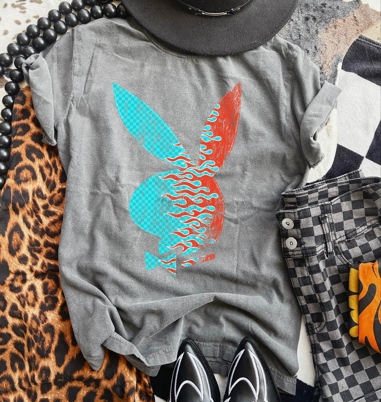 Neon blue/red PB Tee