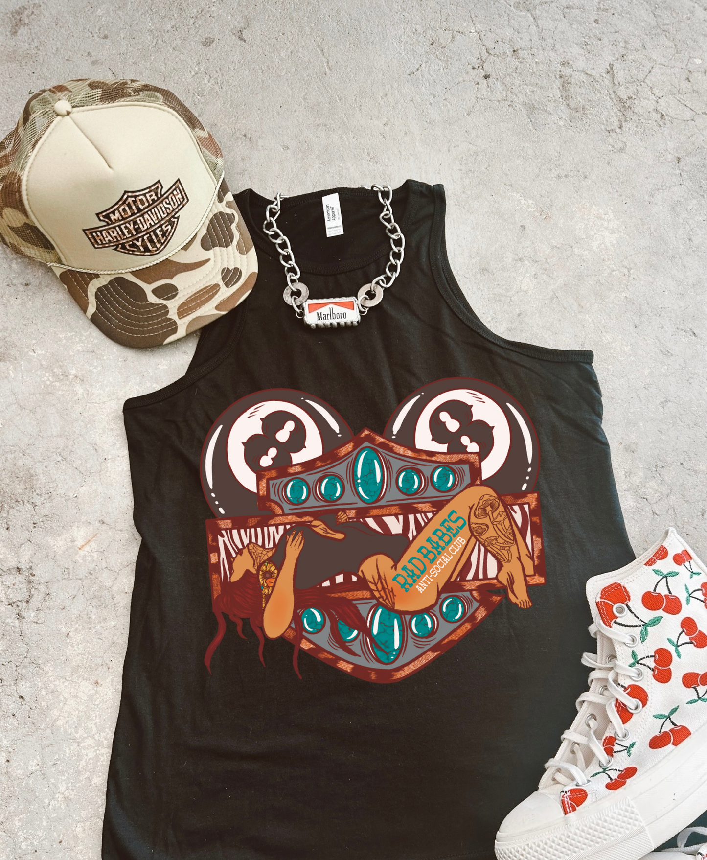 Rad Babes Anti Social club full length Racer Tank
