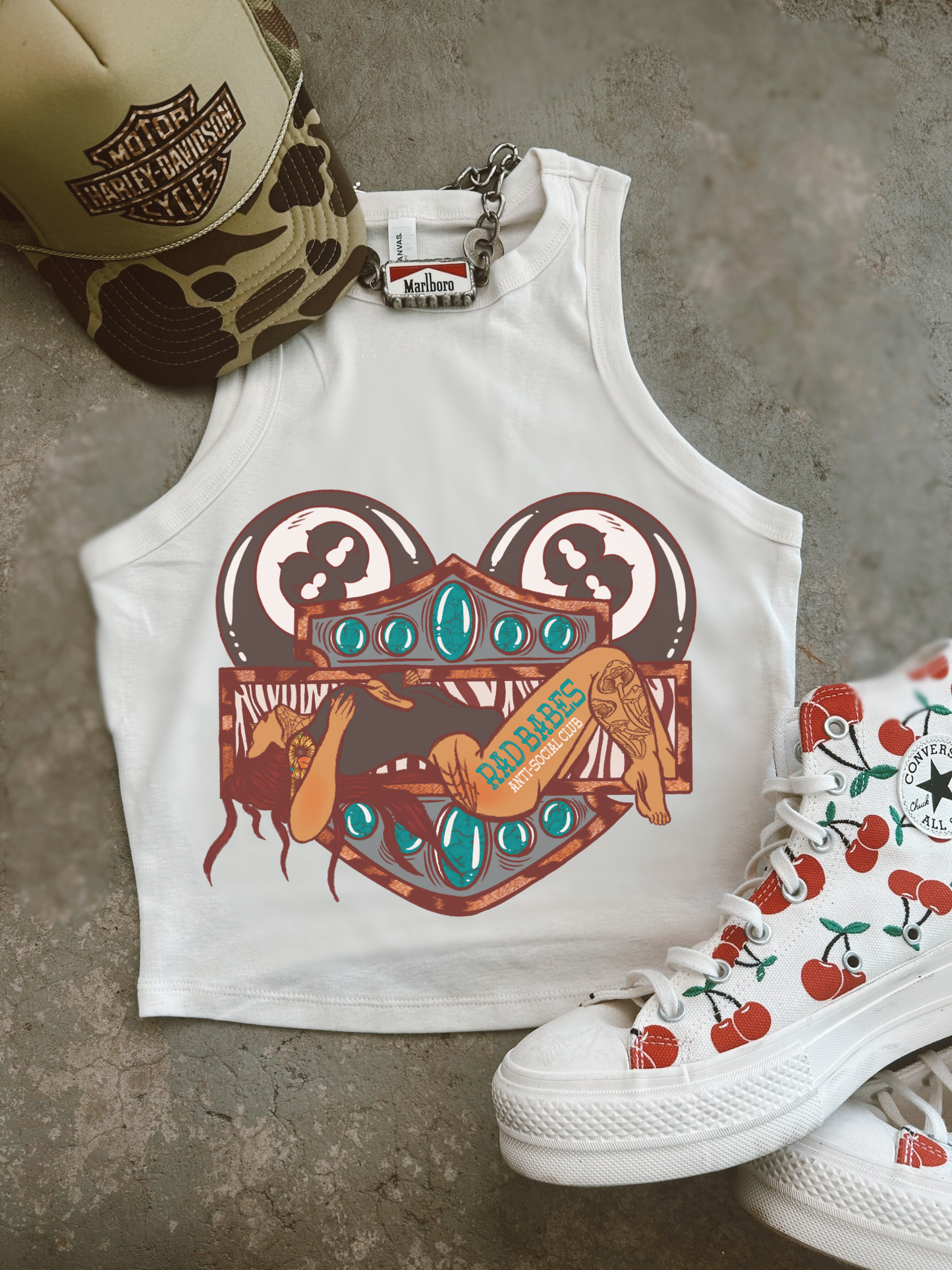 Rad Babes Anti Social Club Ribbed Racer Tank