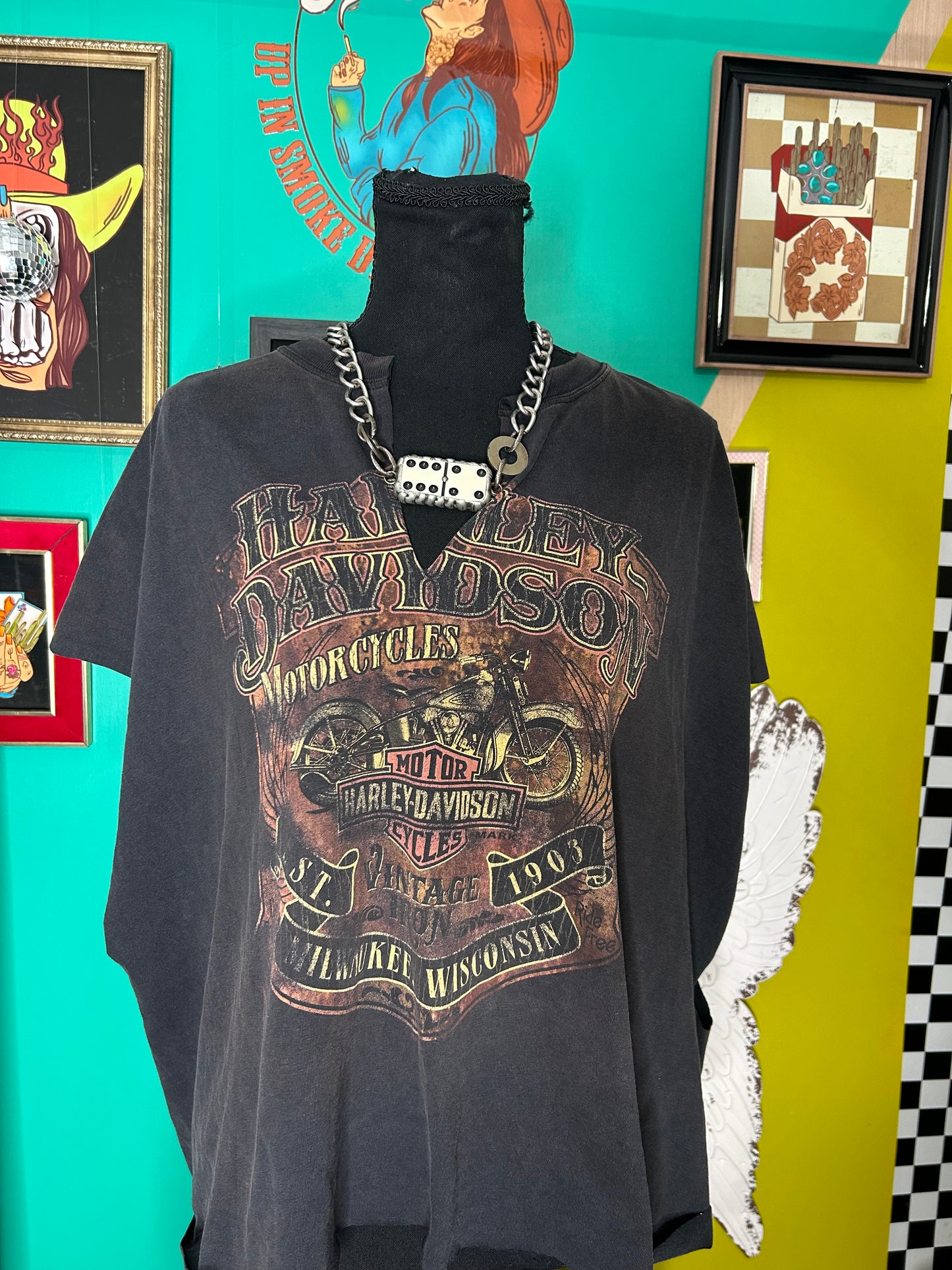 2007 Wild West Harley-cropped muscle tee-size 3x