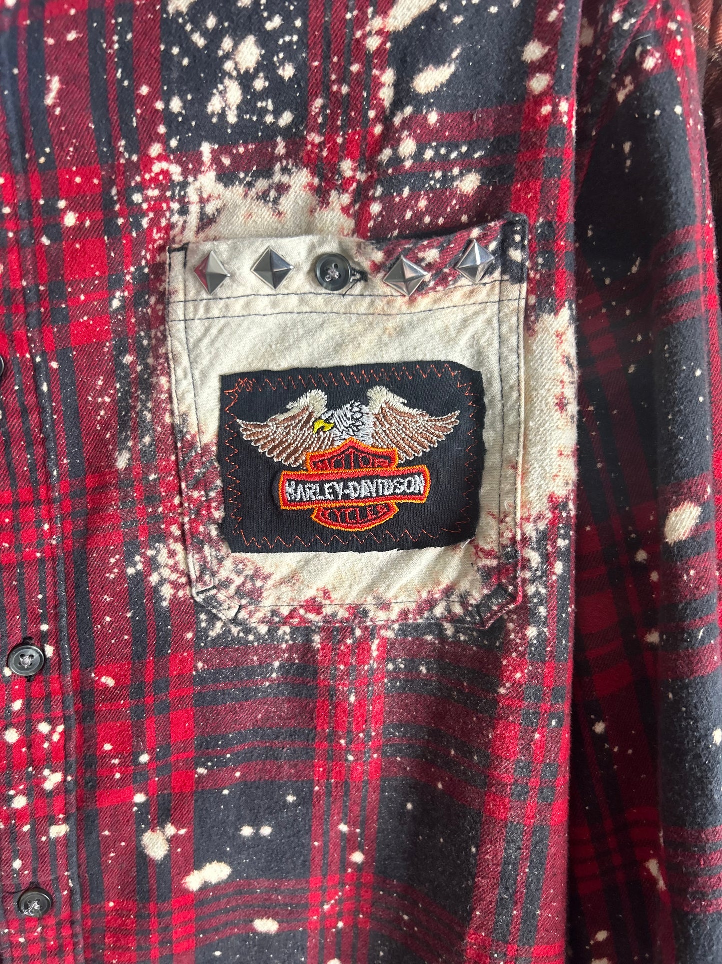Harley Upcycled Flannel -size XL