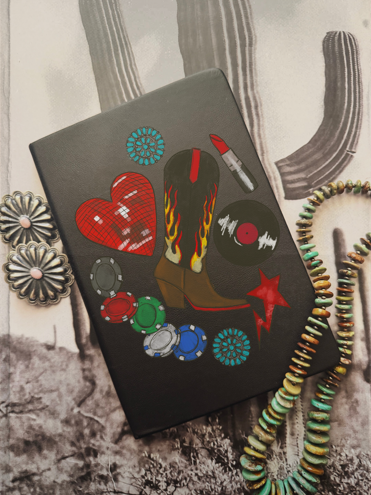 Lipstick and Poker chips Hardcover Journal