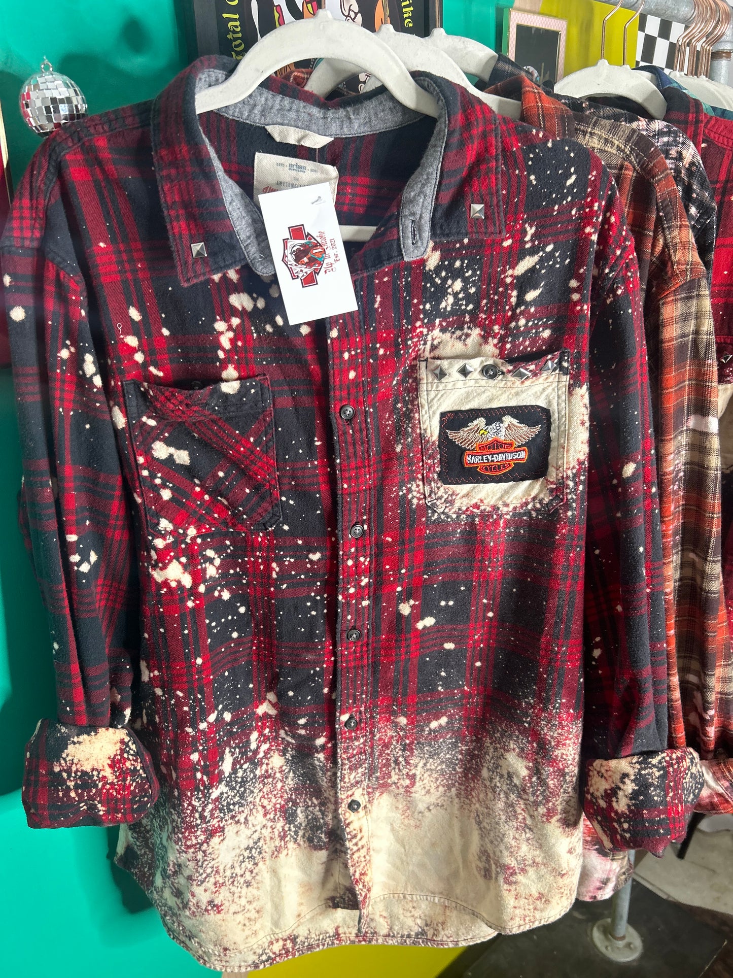 Harley Upcycled Flannel -size XL