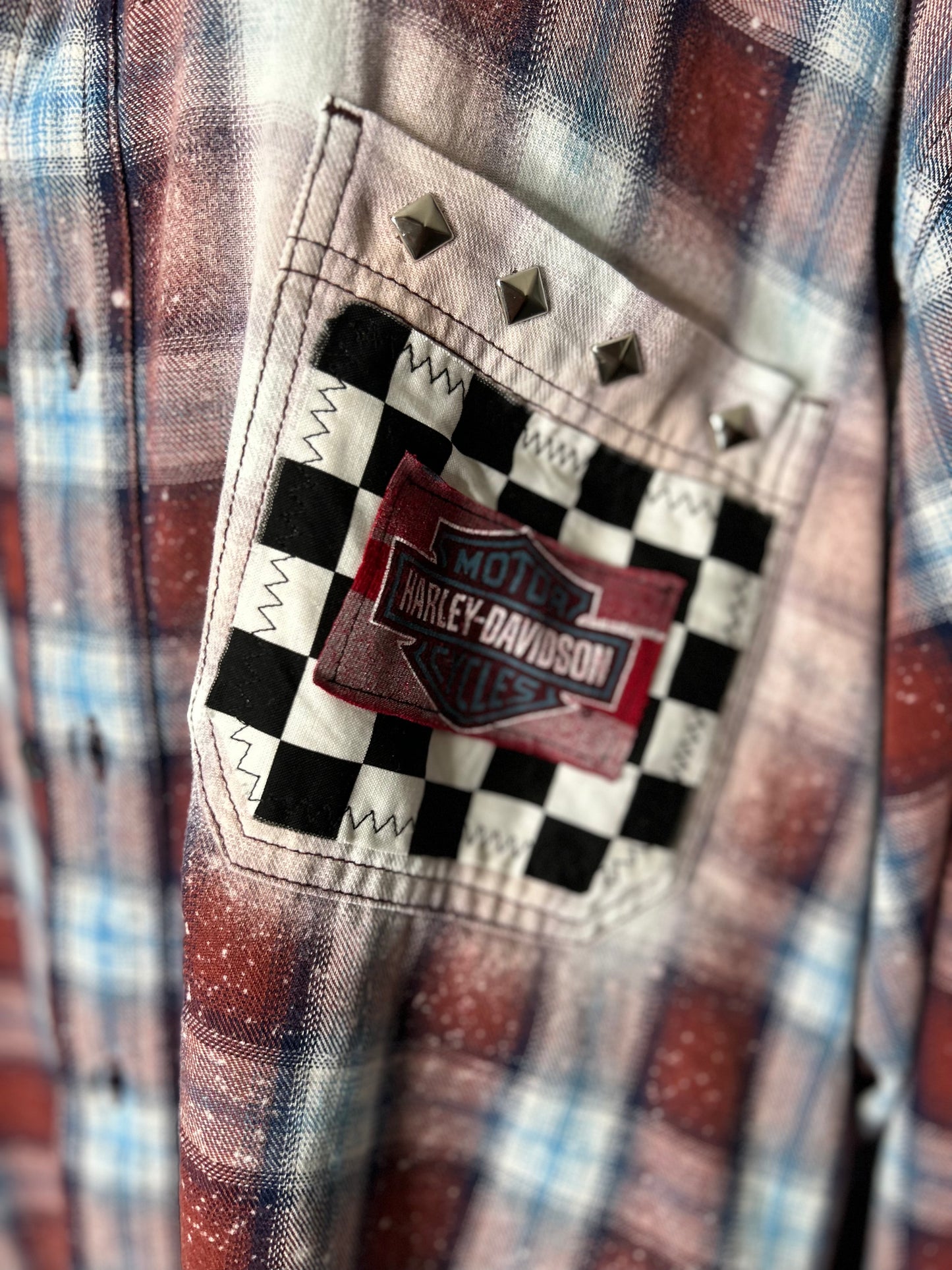 Upcycled Harley Flannel-size 3x tall