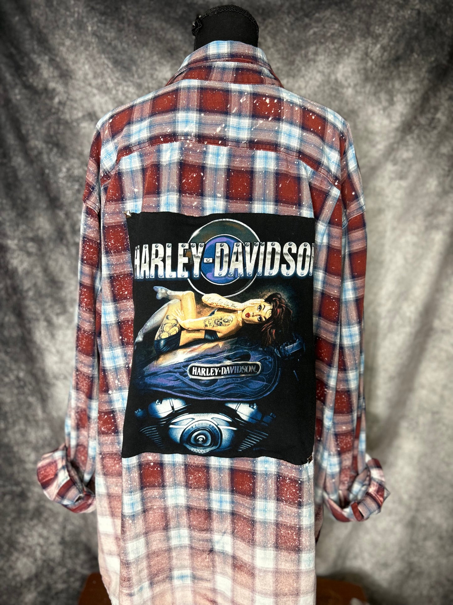 Upcycled Harley Flannel-size 3x tall