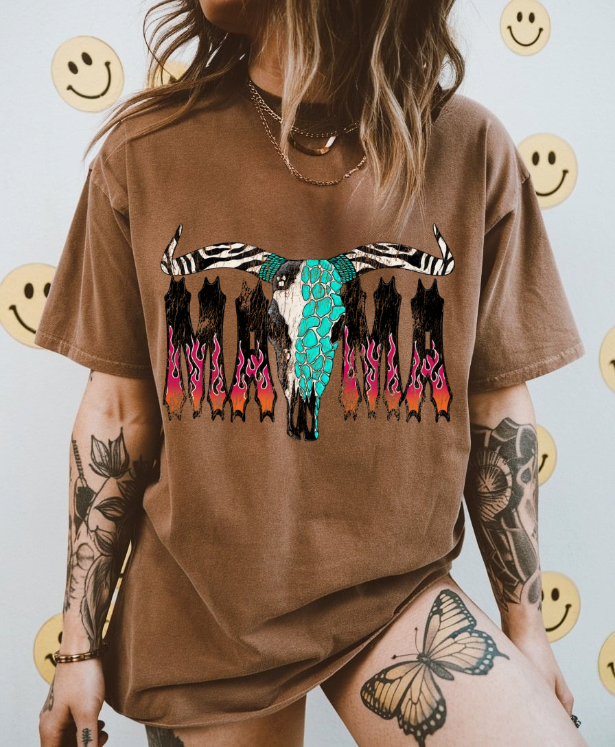 Flaming Mama Bullskulk Tee