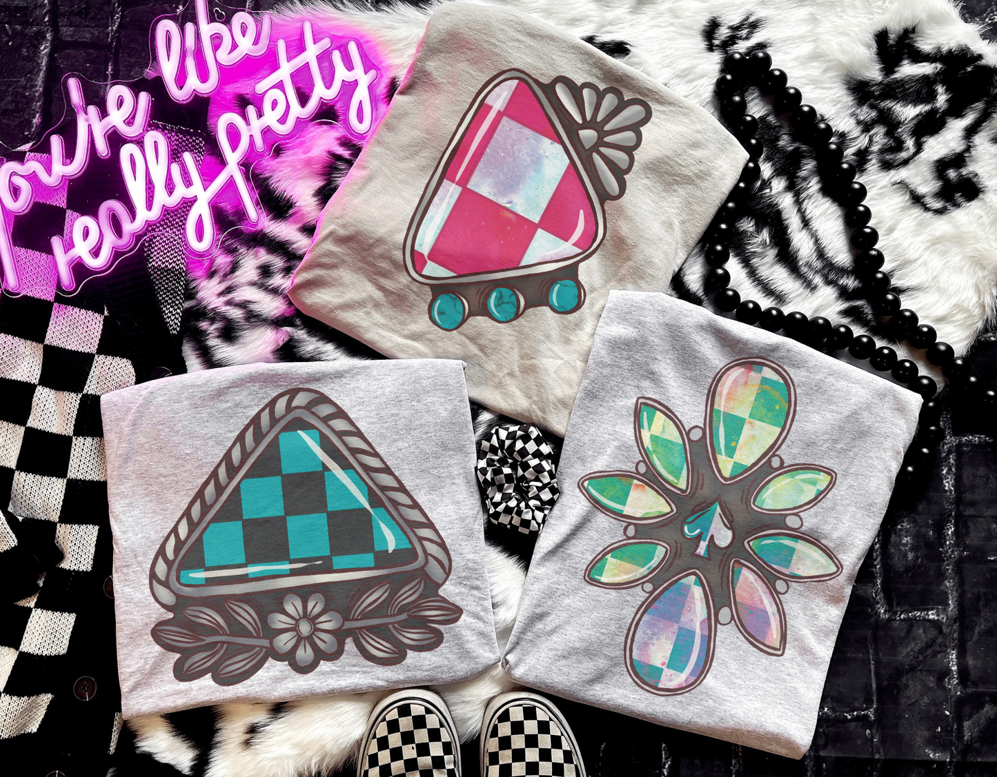 Checkered Jewels Tee