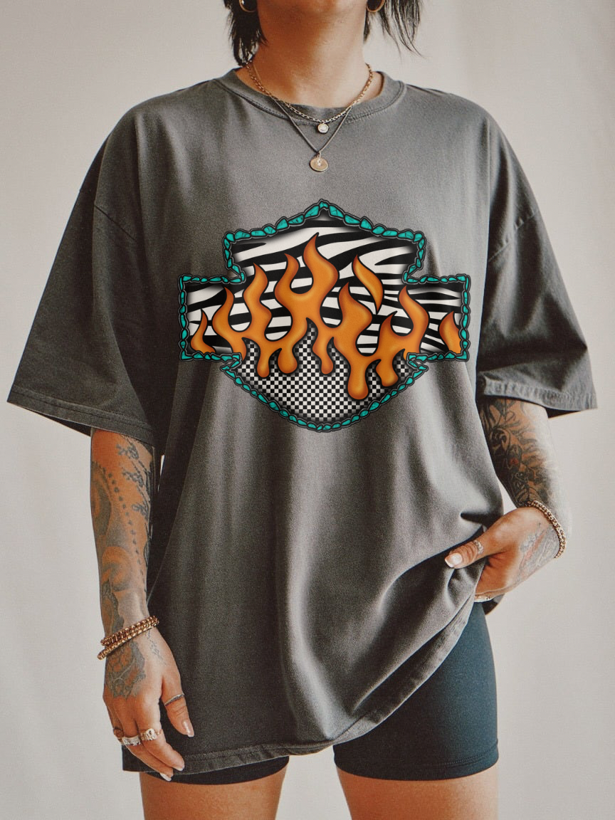Zebra Harley tee