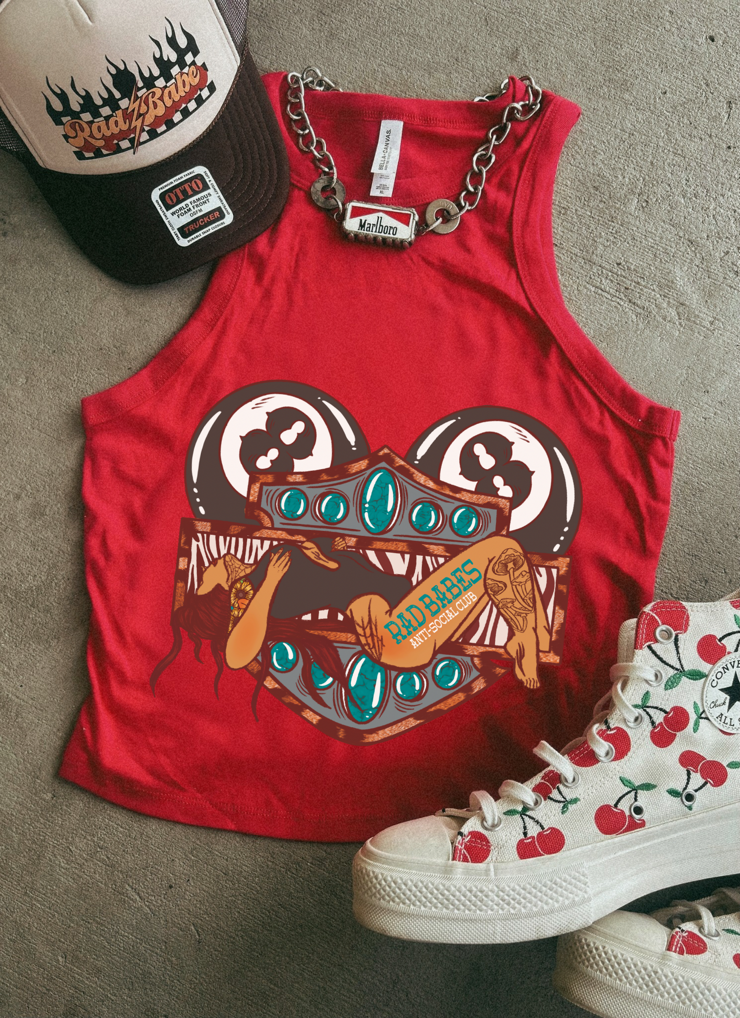 Rad Babes anti social club Ribbed Racer Tank