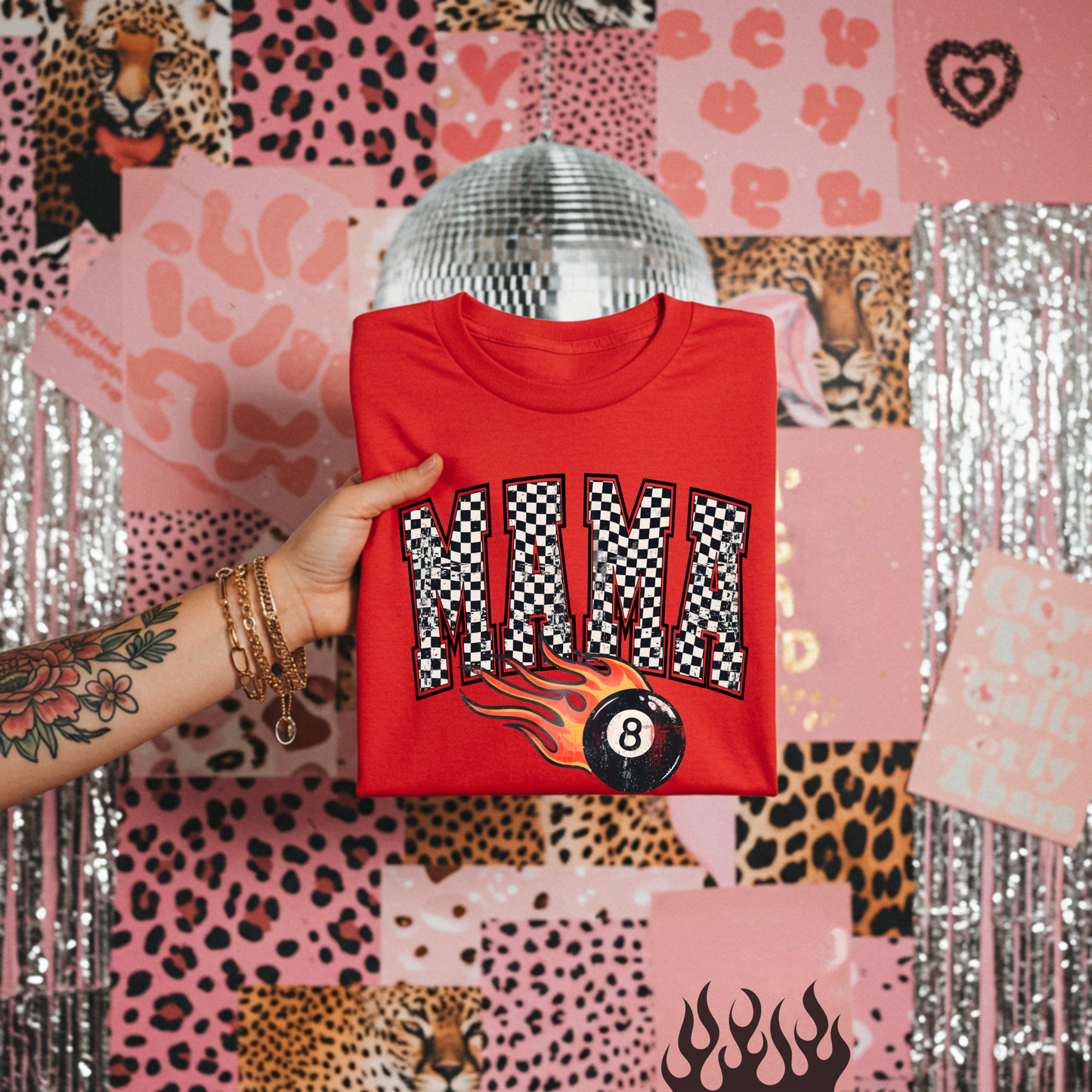 Checkered Mama 8 Ball Tee