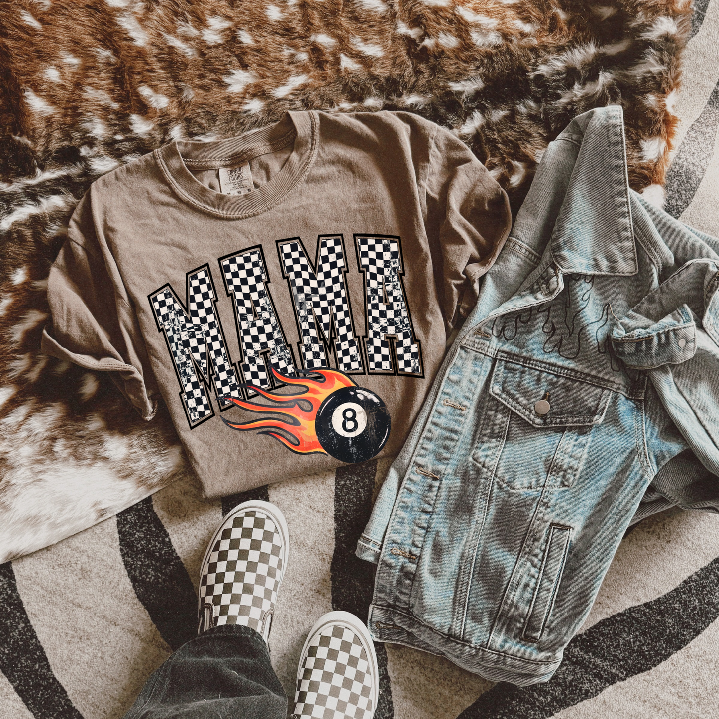 Checkered Mama 8 Ball Tee
