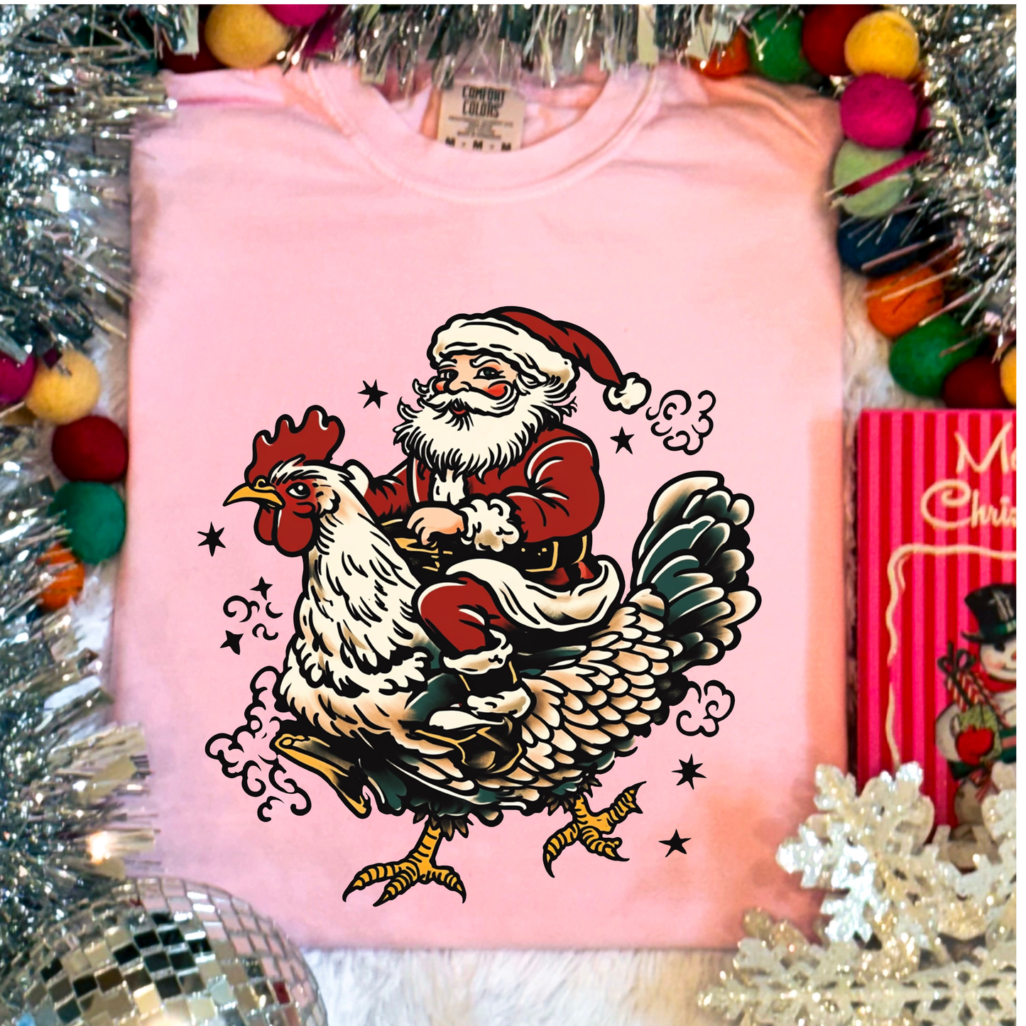 Santa chicken tee