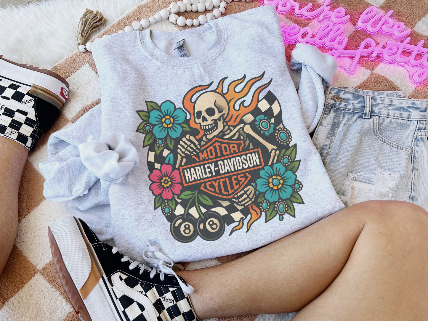 HD skull sublimation crew