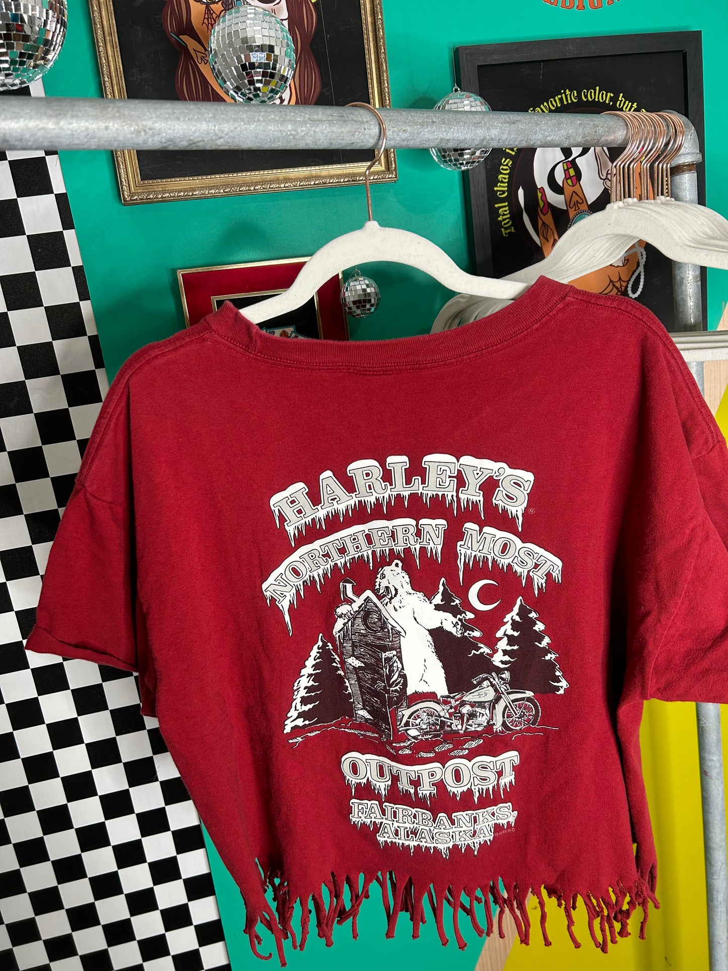1995 Vintage Fringed Alaska Harley tee-size XL