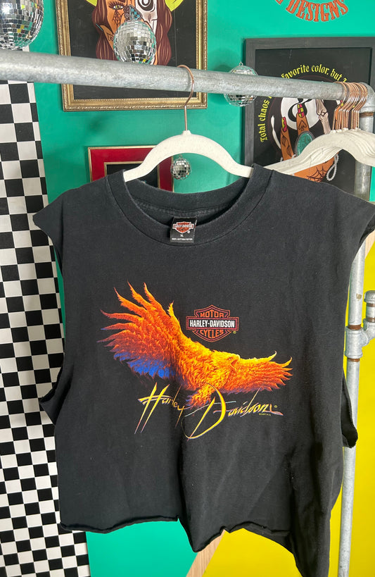 Vintage 1997 Harley cropped eagle tank-size XL