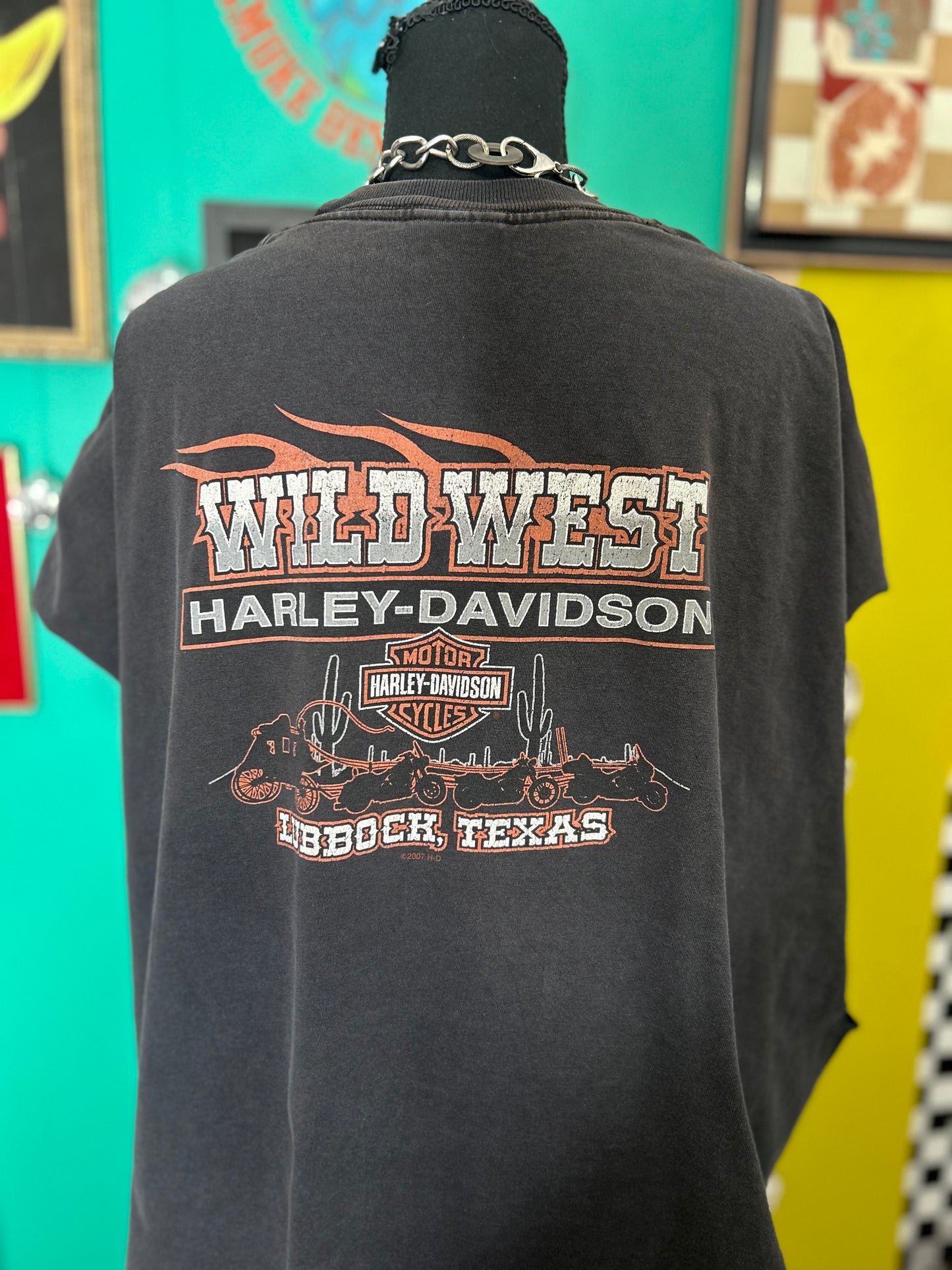 2007 Wild West Harley-cropped muscle tee-size 3x