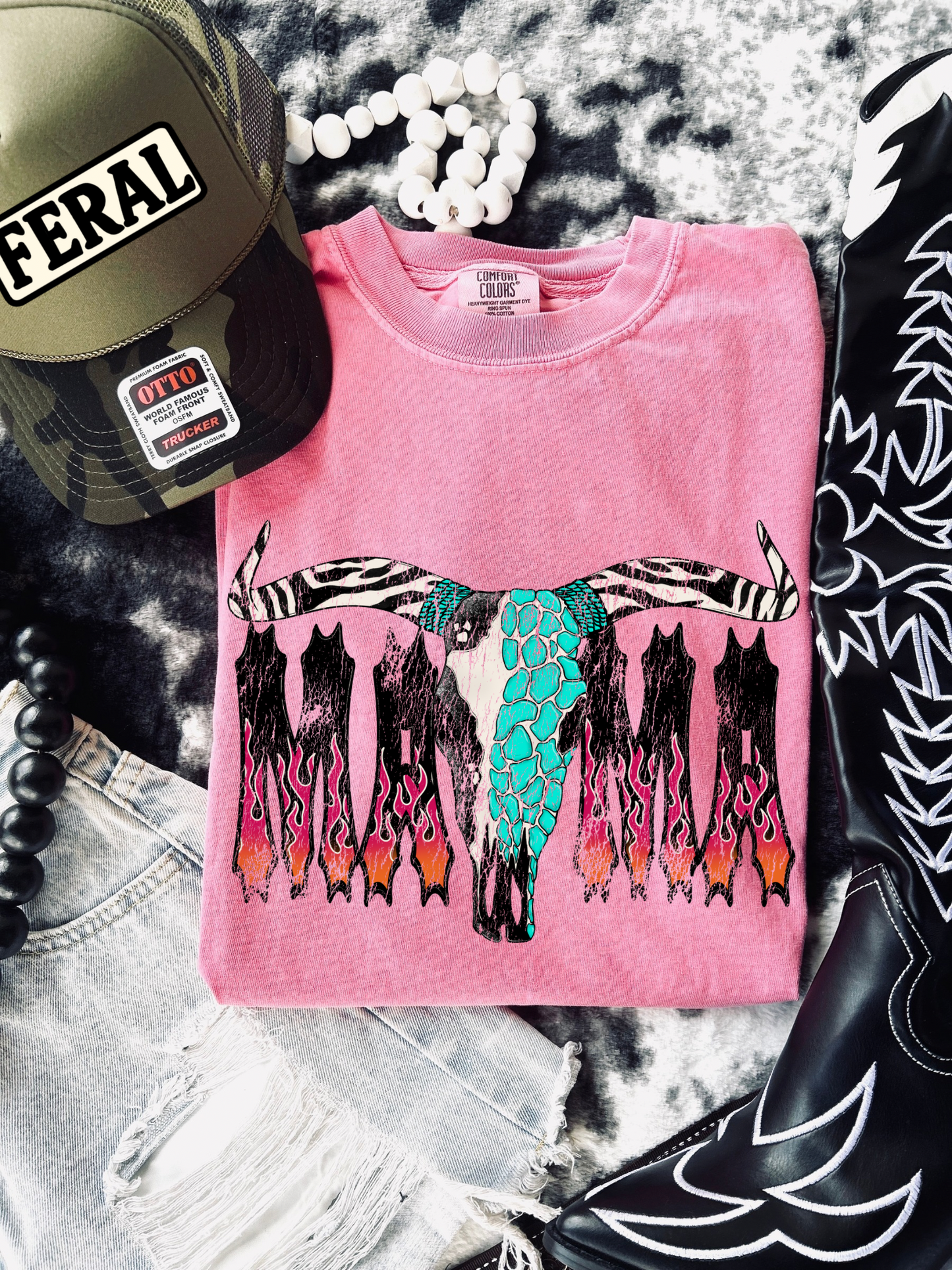 Flaming Mama Bullskulk Tee