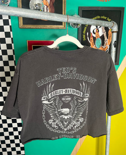 Vintage Harley cropped tee with zipper-size xl
