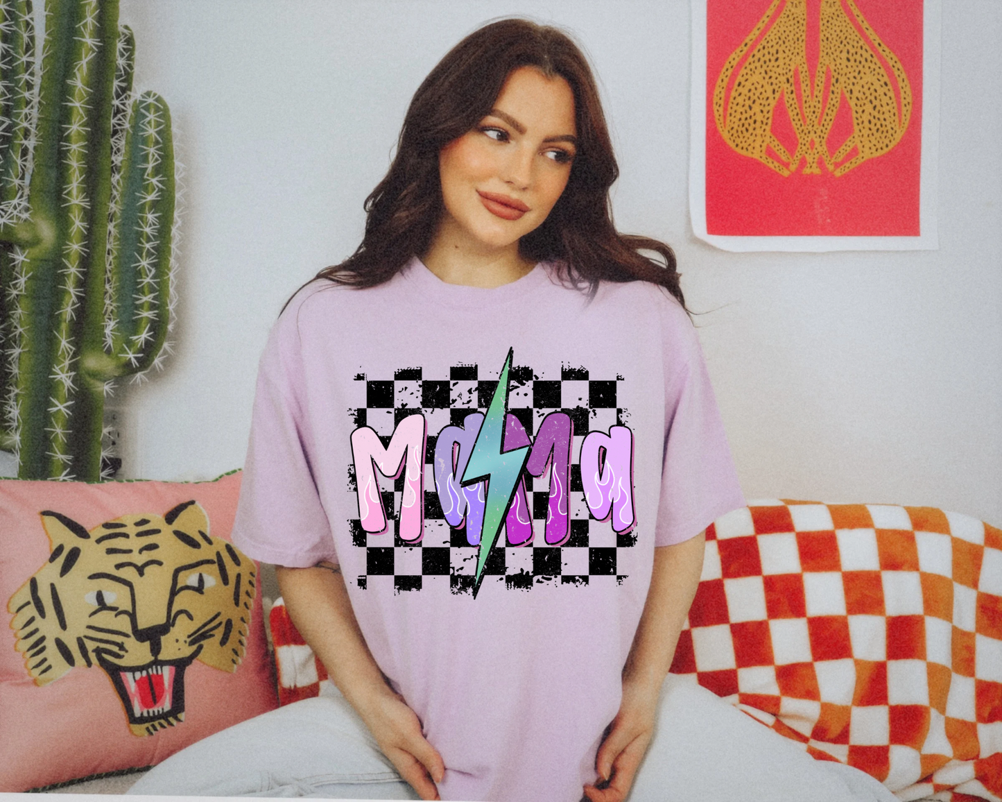 Checkered Mama Tee