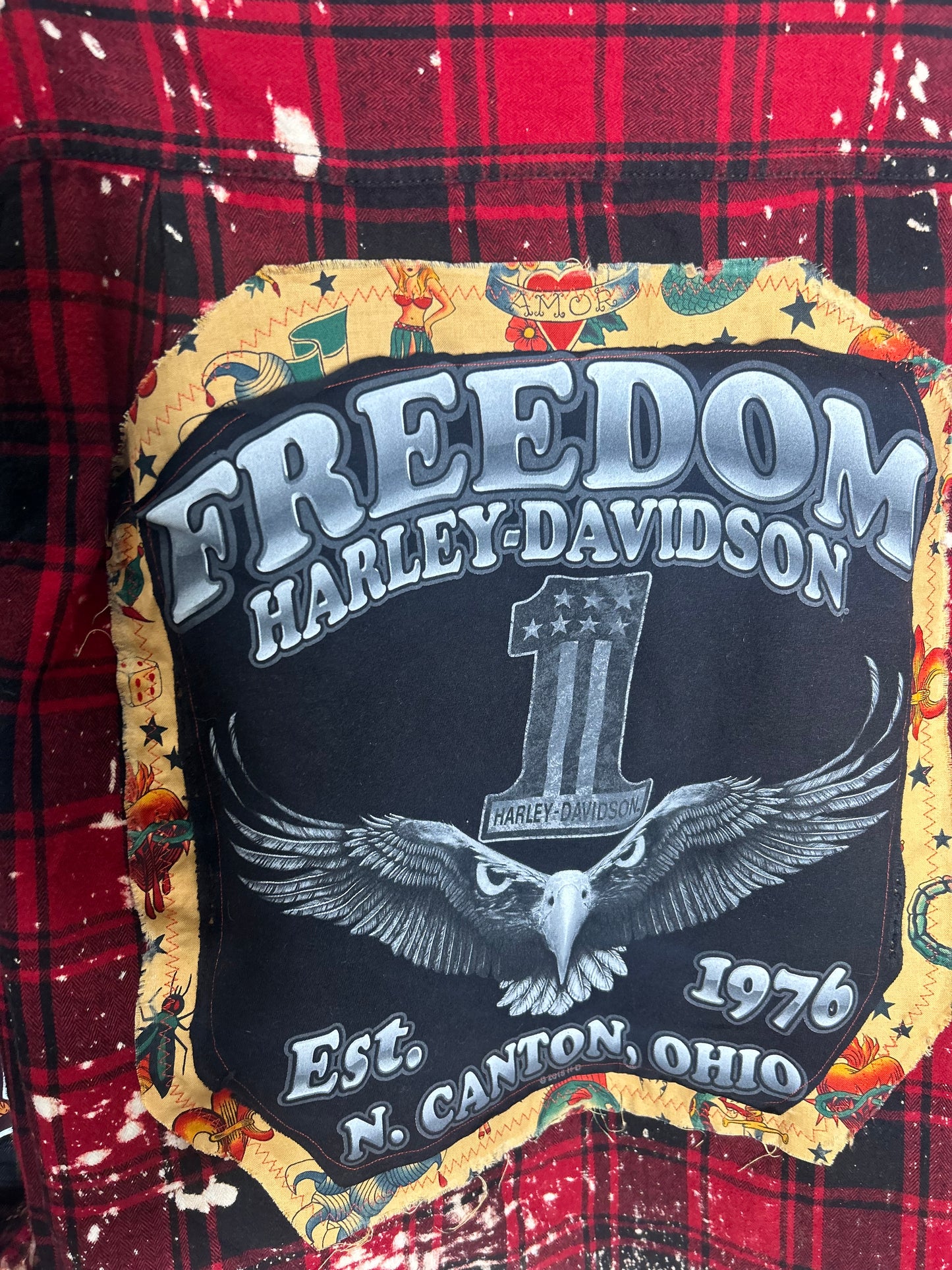 Harley Upcycled Flannel -size Tall large