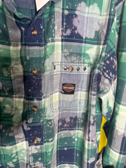 Harley Upcycled Flannel -size Tall large