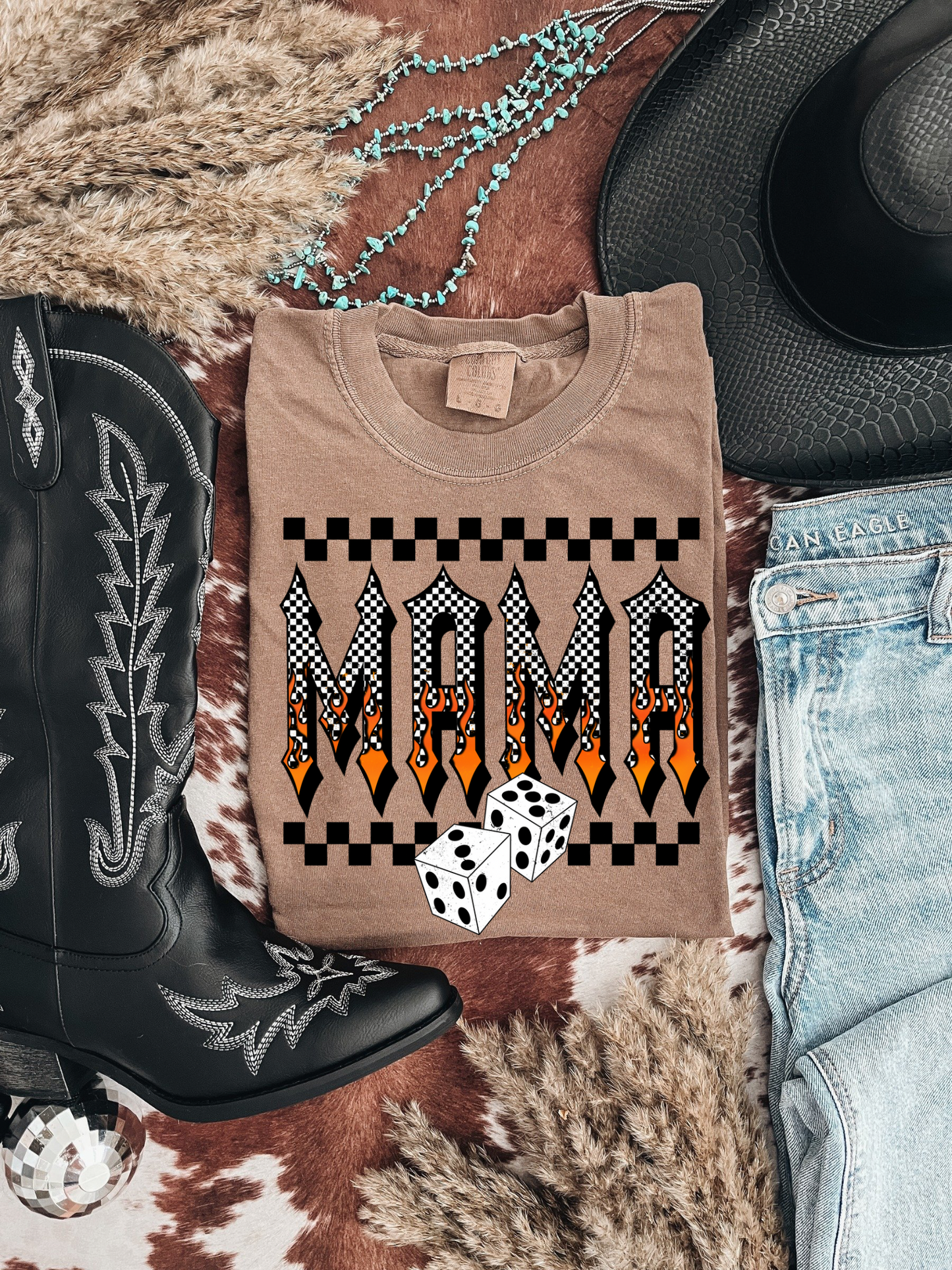Checkered Mama Tee