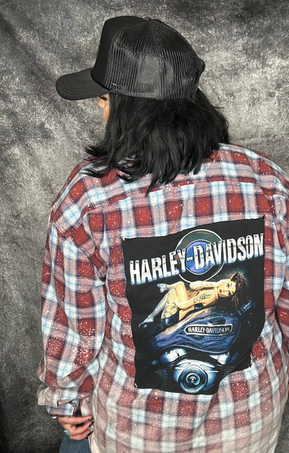 Upcycled Harley Flannel-size 3x tall
