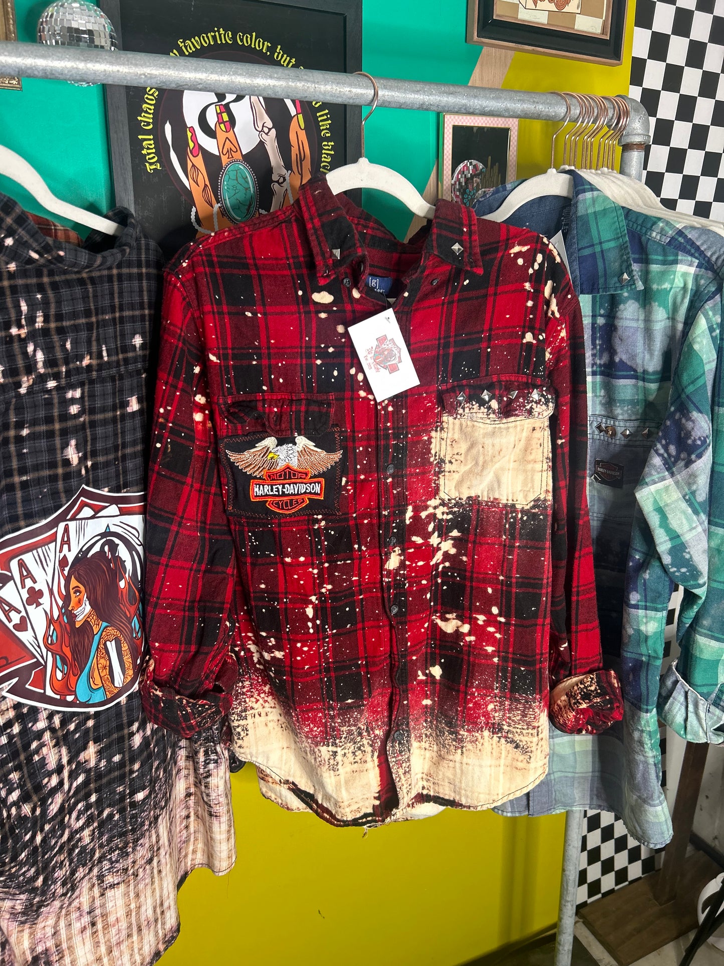 Harley Upcycled Flannel -size Tall large