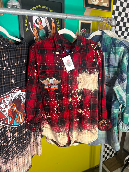 Harley Upcycled Flannel -size Tall large