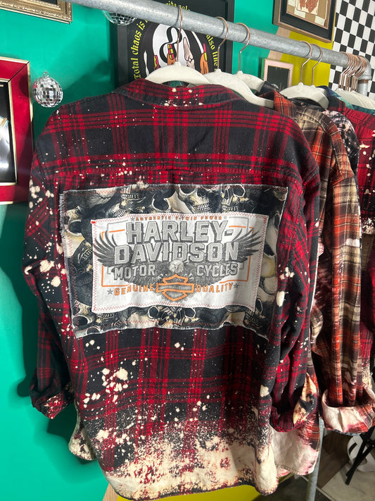 Harley Upcycled Flannel -size XL