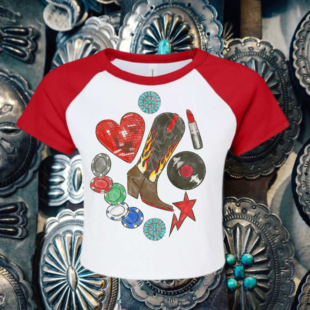 Lipstick and Poker Chips baby tee