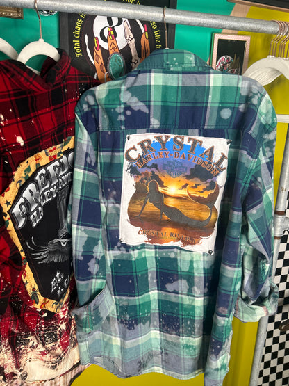 Harley Upcycled Flannel -size Tall large