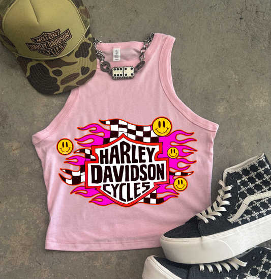 Checkered HD Ribbed Racer Tank