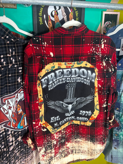 Harley Upcycled Flannel -size Tall large