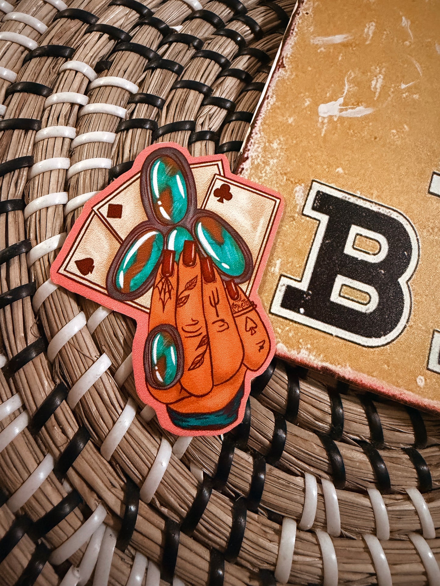 Pink hand your dealt sticker