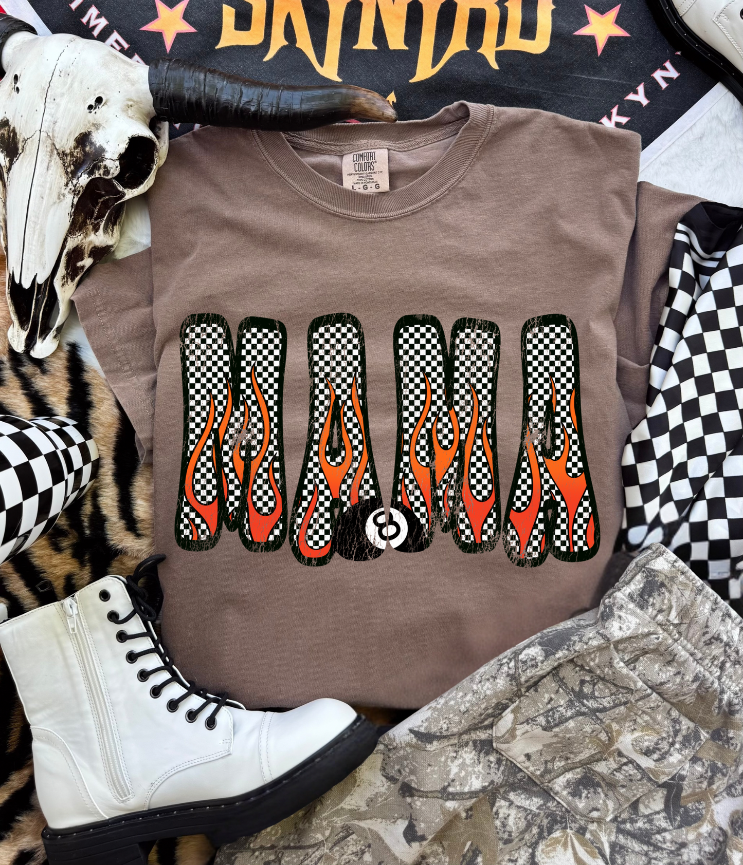 Checkered Mama Tee