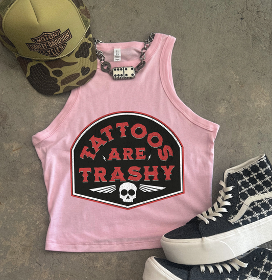 Tattoos are trashy Ribbed Racer Tank